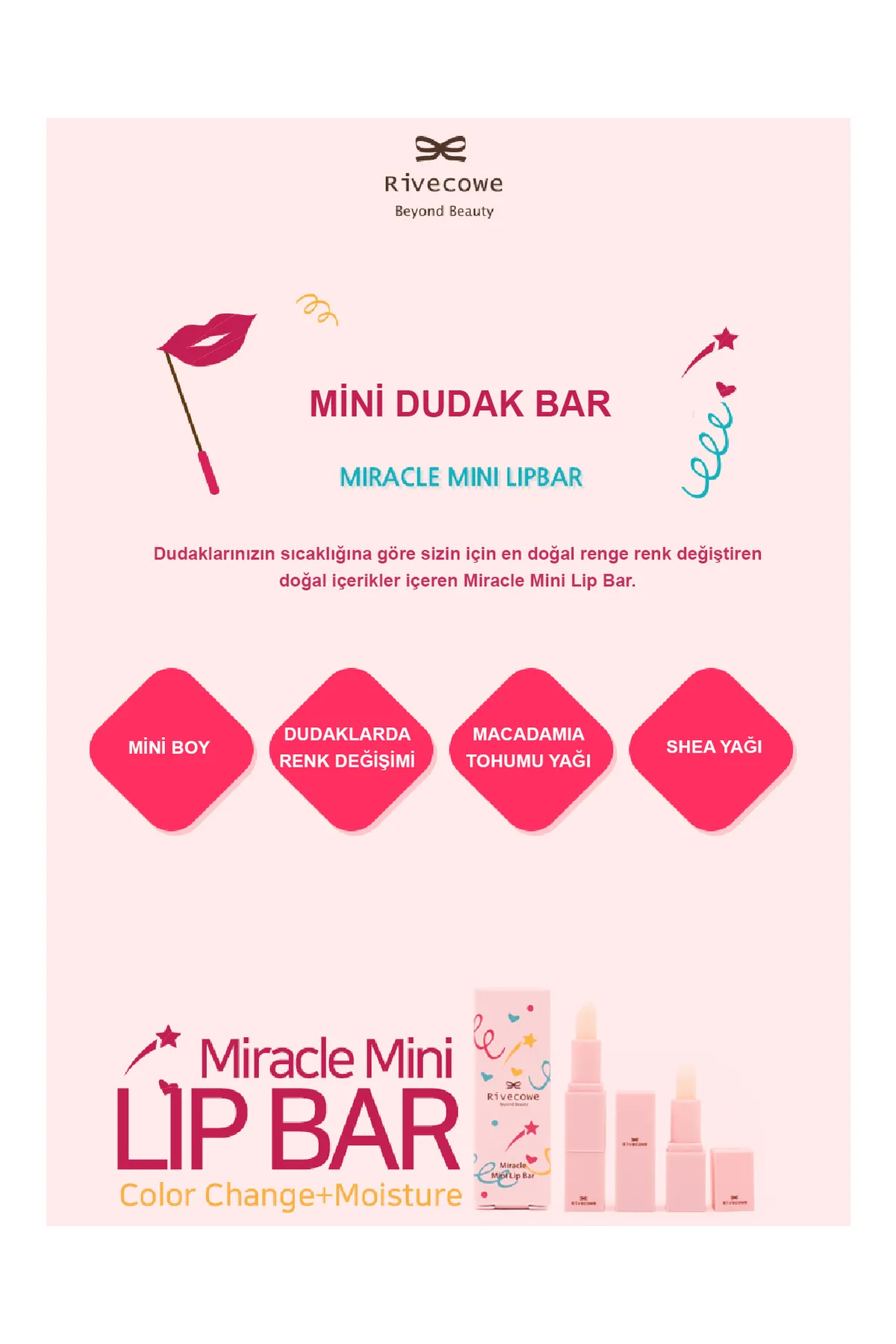 RIVECOWE Bitkisel İçerikli Miracle Mini Lip Bar - Görsel 2