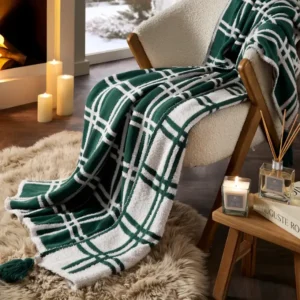 Triko Tv Battaniyesi Throw Yeşil Koltuk Şalı - Bruma Serisi