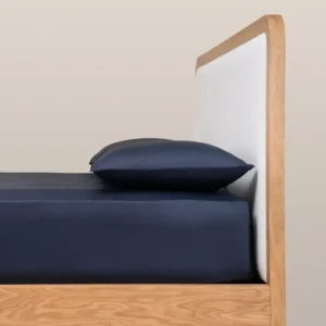 %100 Pamuk Saten Lastikli Çarşaf Seti 180x200 cm Lacivert - Lia Serisi