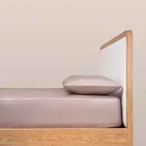 %100 Pamuk Saten Lastikli Çarşaf Seti 160x200 cm Taş - Lia Serisi