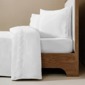 %100 Pamuk 200 TC Nevresim Takımı 260x240 cm Beyaz - Alba Serisi