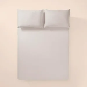 %100 Pamuk Percale Lastikli Çarşaf 160x200 cm Gri - Pure Serisi