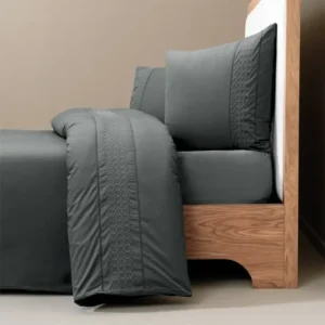 %100 Pamuk Percale Nevresim Seti 200x220 cm Antrasit - Juana Serisi