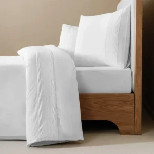 %100 Pamuk Percale Nevresim Seti 200x220 cm Beyaz - Juana Serisi