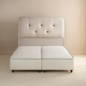 Saf Keten Kumaş Kaplama Ahşap Yatak Başlığı 160x140 cm - Victorian